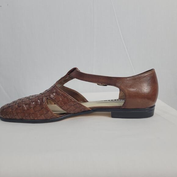 Vintage Trotters Woven Leather Fisherman Sandals women's sz 10.5 brown 80s - Picture 8 of 15